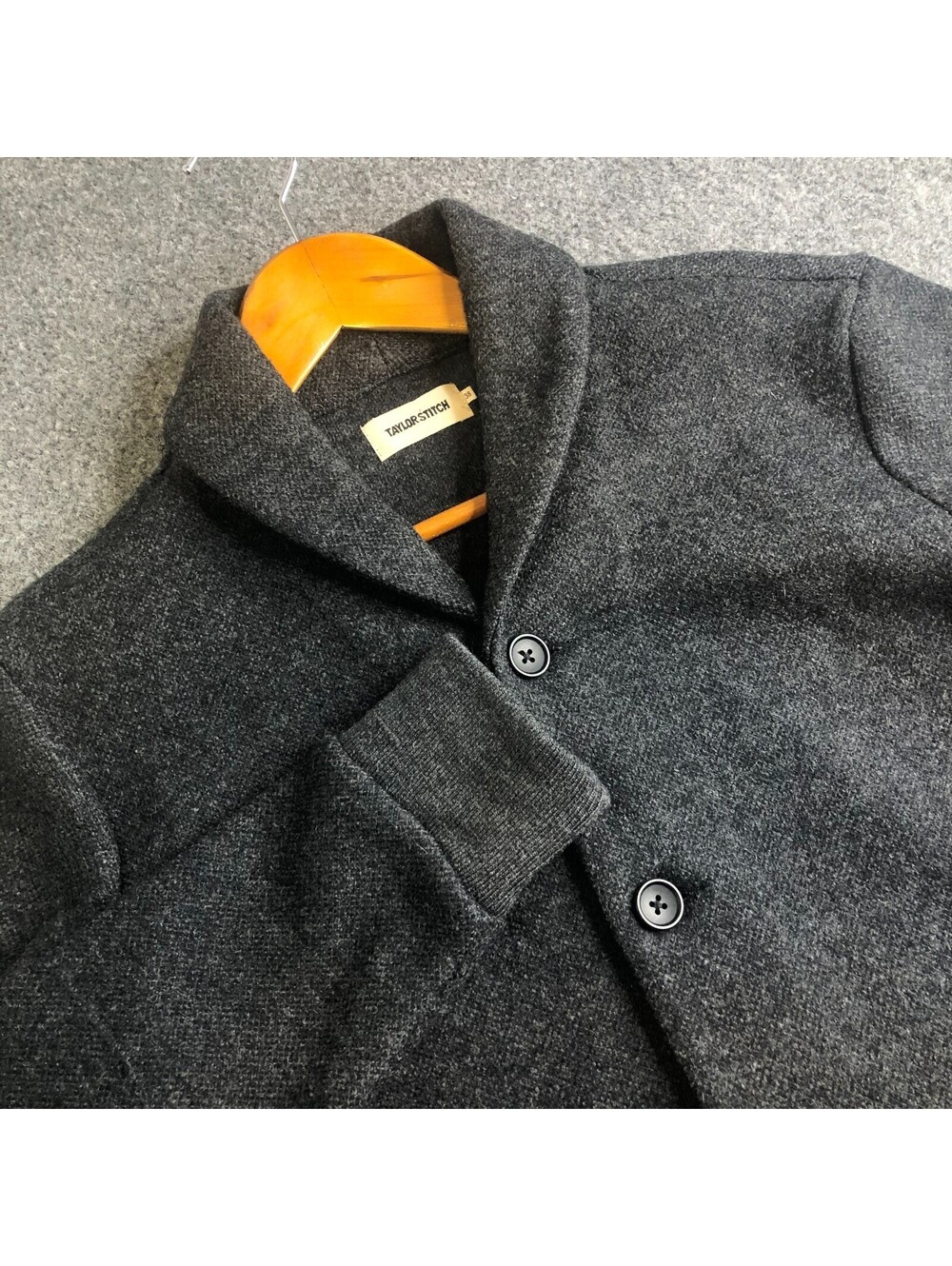 Taylor Stitch Weekend Cardigan Mens 38 Small Charcoal Gray Wool Blend Sweater